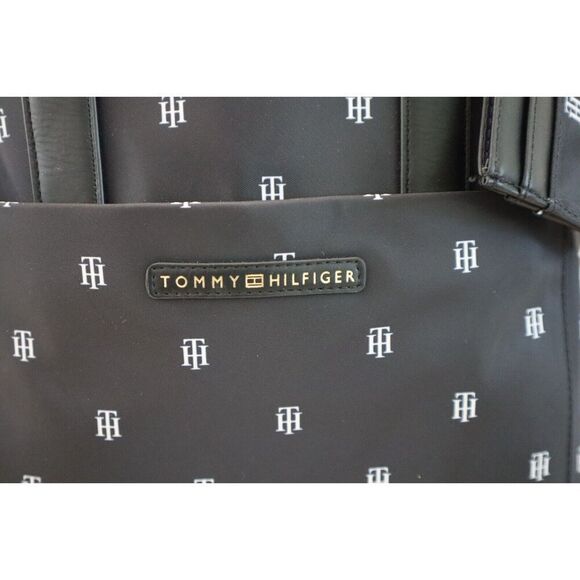 Tommy Hilfiger 69J8441 001 Unisex Black Monogram Nylon Backpack w/Pouch - Picture 9 of 15